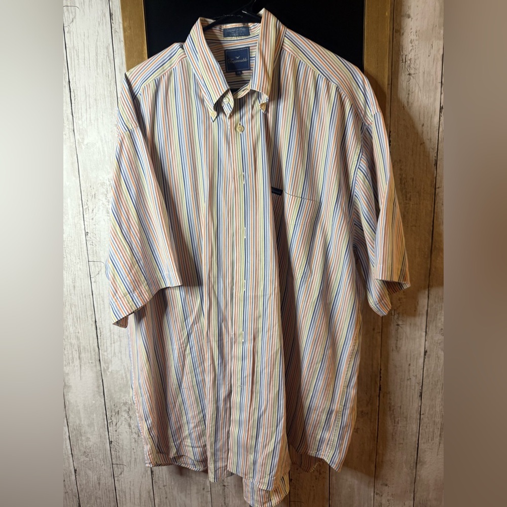 Faconnable Mens Cotton short Sleeve Casual Button Down Shirt 2XL